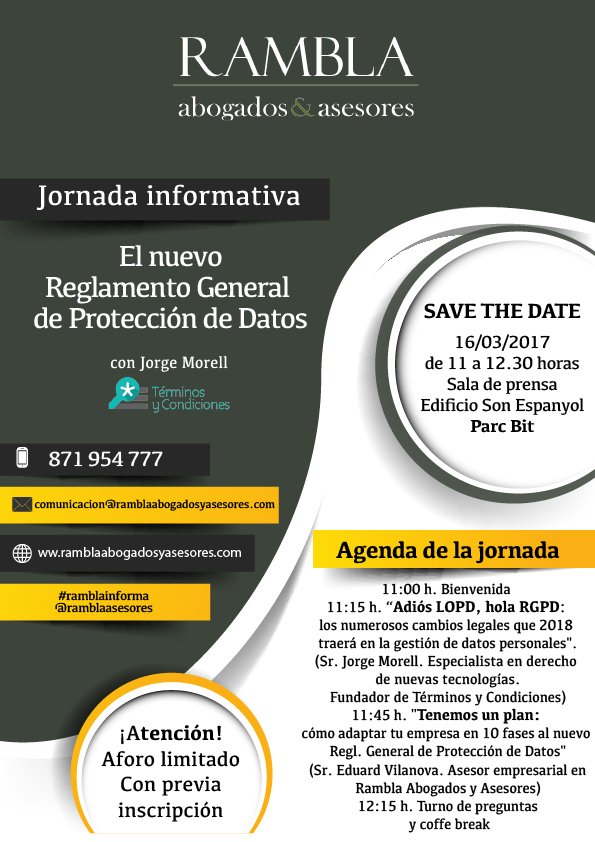 Jornada informativa sobre el nuevo Reglamento General de Protecci&oacute;n de Datos