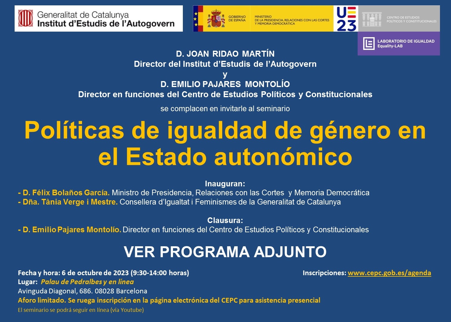 Pol&iacute;ticas de igualdad de g&eacute;nero en el Estado auton&oacute;mico