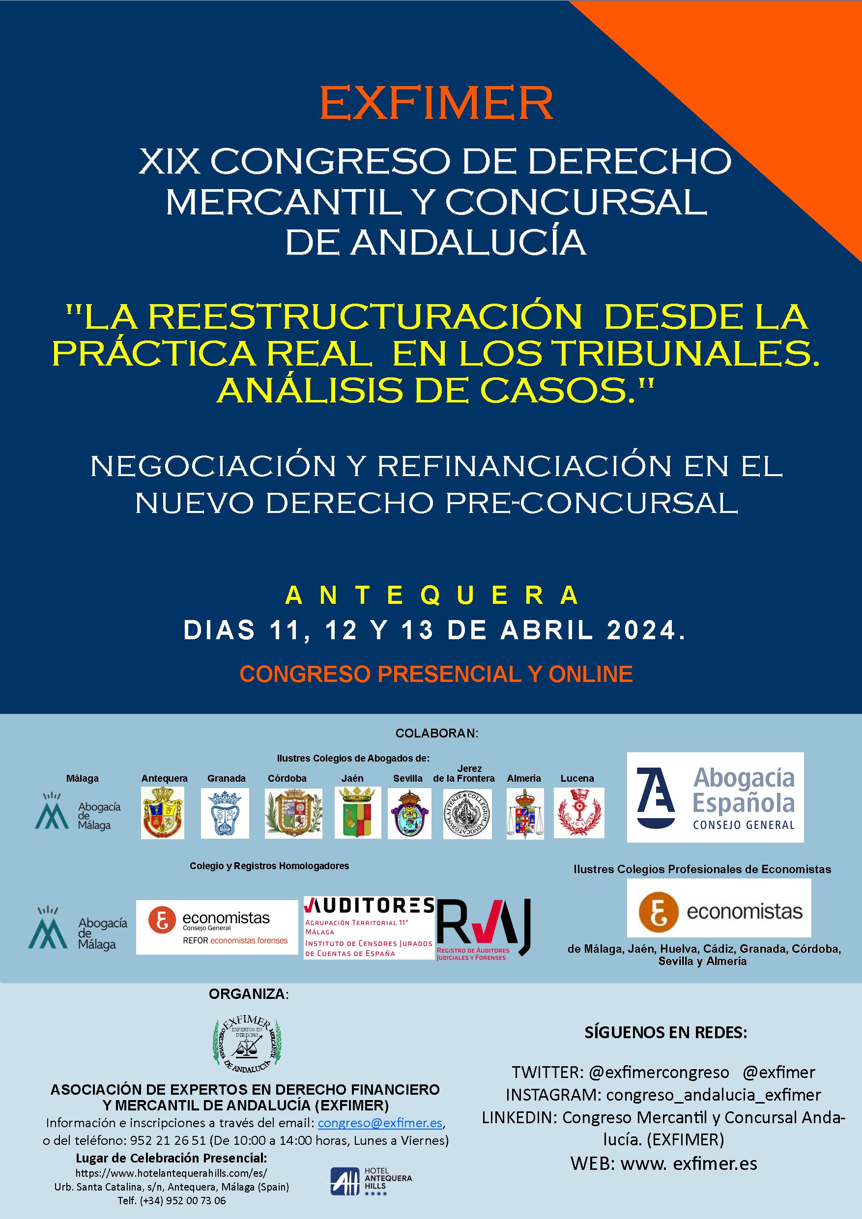 XIX Congreso de Derecho Mercantil y Concursal de Andaluc&iacute;a
